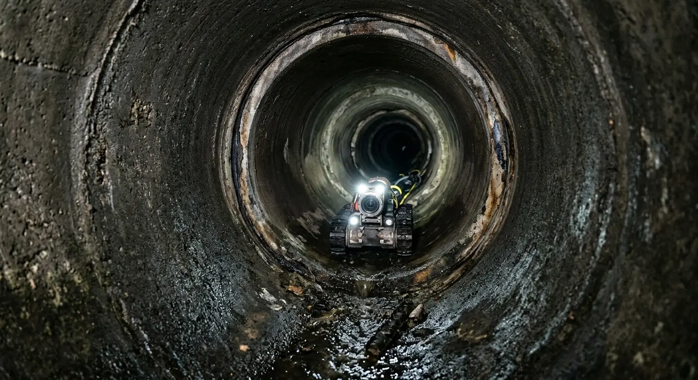 Robotic sewer camera inspecting pipe interior for Sewer Line Cleaning in Rio Rico